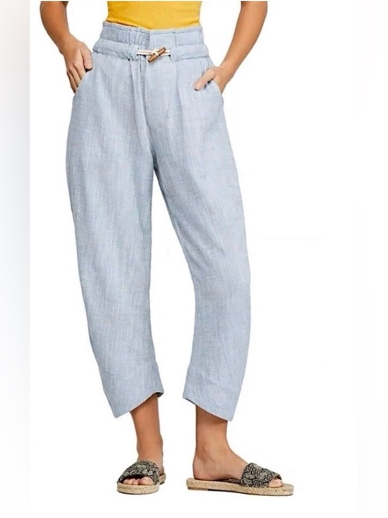 Free People Pants - Free People Paradise Linen Blend Chambray Ankle/Crop Pants Size XS Coastal Beach